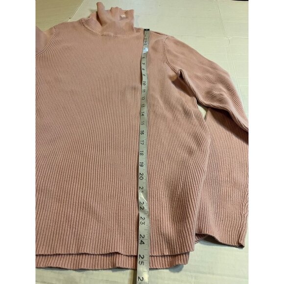 Lauren Ralph Lauren XL Pink Ribbed Turtleneck Sweater preppy  embroidered logo - Picture 9 of 10